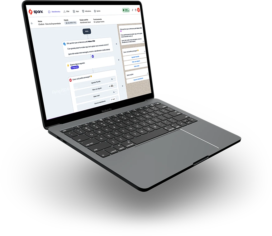 Spark CRM Gestor de Vendas Fluxo Bot Conversa
