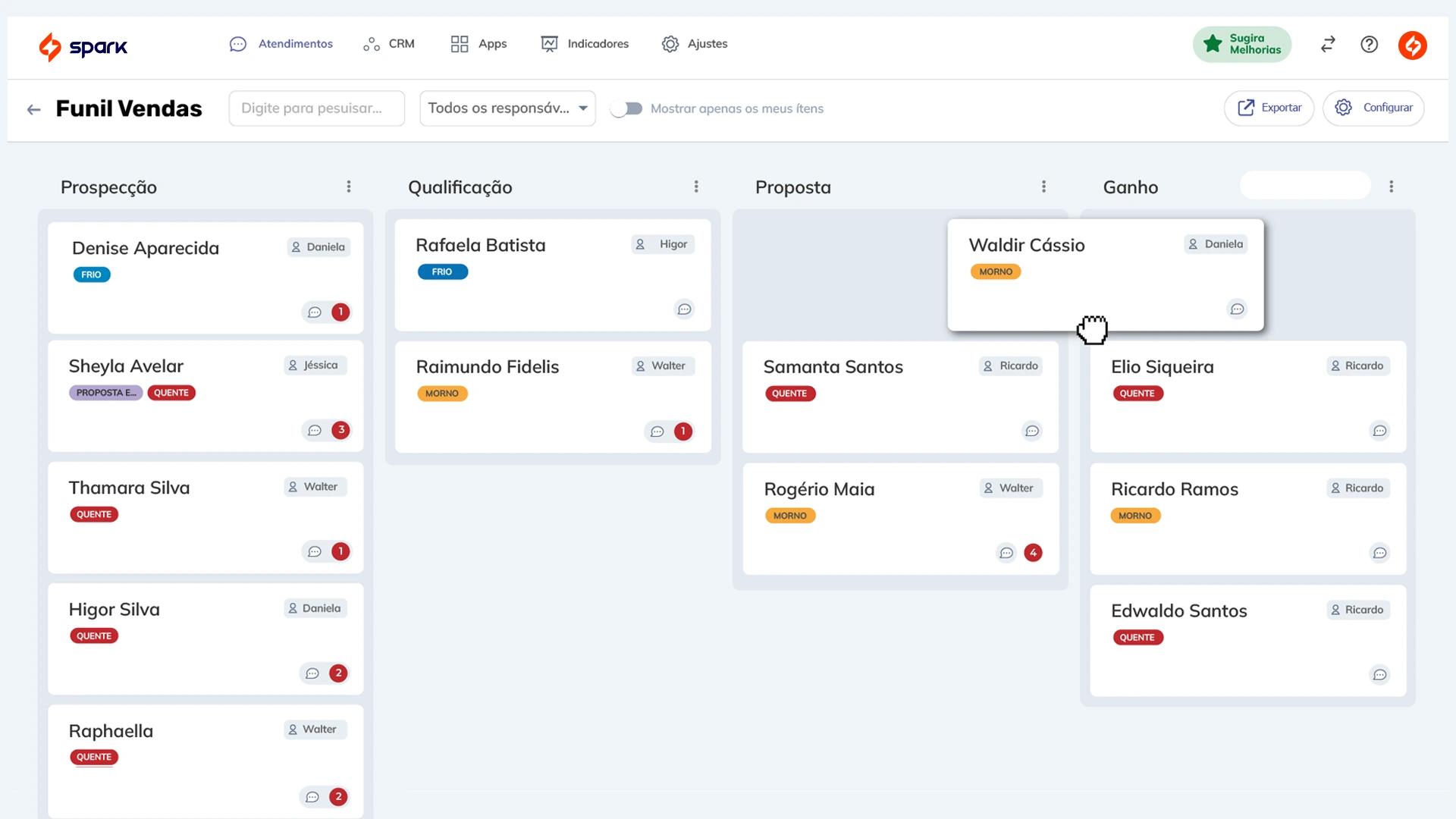 Spark CRM Gestor de Vendas Fluxo Bot Conversa